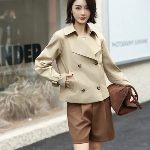 Wholesale Burberry Trench Coat Long Sleeved For Women #1410241 $132.00 USD, Wholesale Quality Replica Burberry Trench Coat