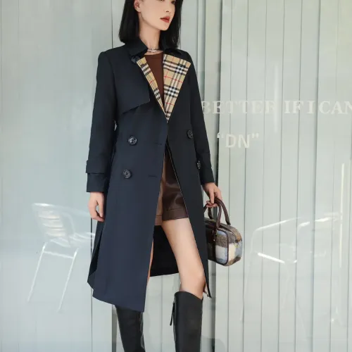 Replica Burberry Trench Coat Long Sleeved For Women #1410297 $160.00 USD for Wholesale