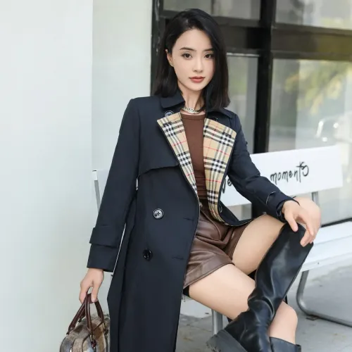 Replica Burberry Trench Coat Long Sleeved For Women #1410297 $160.00 USD for Wholesale