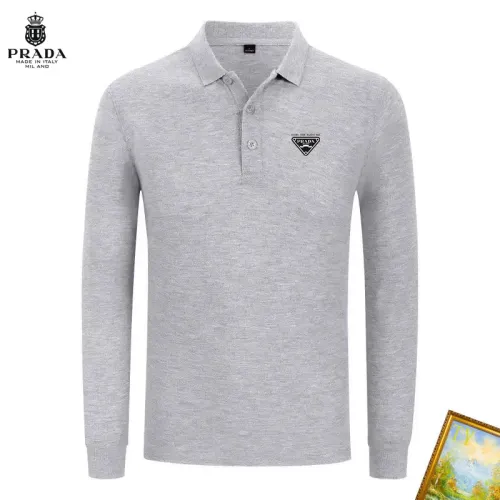 Wholesale Prada T-Shirts Long Sleeved For Men #1410433 $40.00 USD, Wholesale Quality Replica Prada T-Shirts