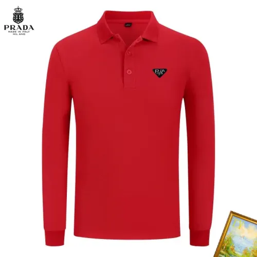 Wholesale Prada T-Shirts Long Sleeved For Men #1410488 $40.00 USD, Wholesale Quality Replica Prada T-Shirts