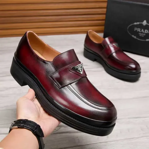Replica Prada Leather Shoes For Men #1416117 $100.00 USD for Wholesale
