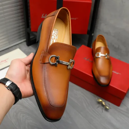 Replica Salvatore Ferragamo Leather Shoes For Men #1416542 $88.00 USD for Wholesale