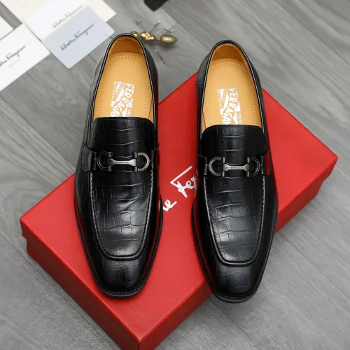Replica Salvatore Ferragamo Leather Shoes For Men #1416555 $88.00 USD for Wholesale