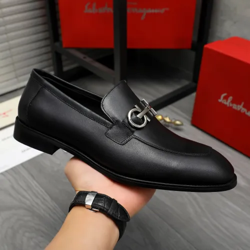 Replica Salvatore Ferragamo Leather Shoes For Men #1416561 $88.00 USD for Wholesale