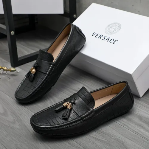 Wholesale Versace Leather Shoes For Men #1416942 $76.00 USD, Wholesale Quality Replica Versace Leather Shoes