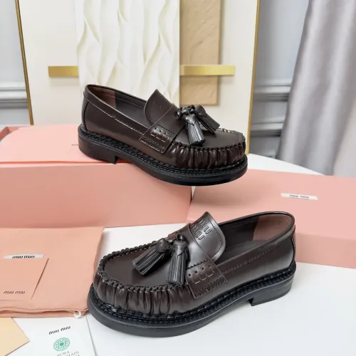 Wholesale MIU MIU Leather Shoes For Women #1417426 $108.00 USD, Wholesale Quality Replica MIU MIU Leather Shoes
