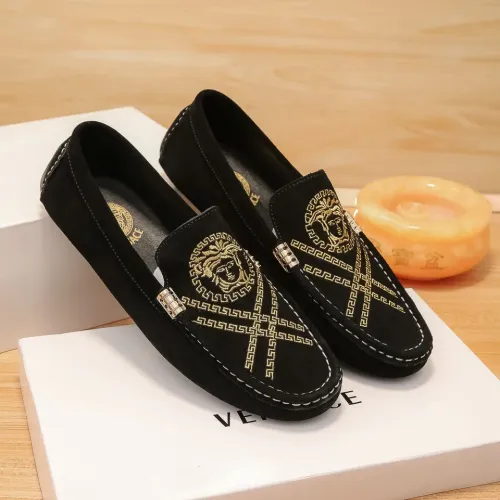 Wholesale Versace Leather Shoes For Men #1423098 $76.00 USD, Wholesale Quality Replica Versace Leather Shoes