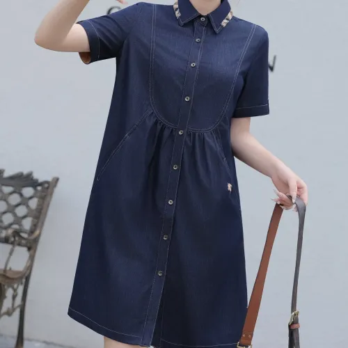 Wholesale Burberry Dresses Short Sleeved For Women #1423758 $76.00 USD, Wholesale Quality Replica Burberry Dresses