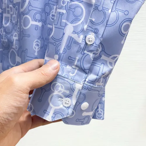 Replica Hermes Shirts Long Sleeved For Men #1430146 $80.00 USD for Wholesale