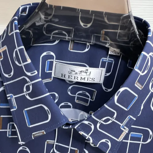 Replica Hermes Shirts Long Sleeved For Men #1430148 $80.00 USD for Wholesale