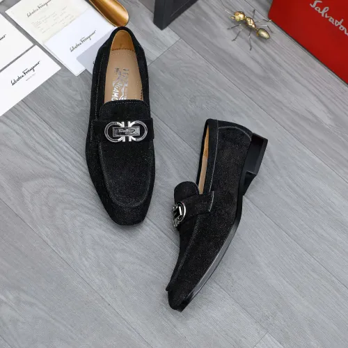 Replica Salvatore Ferragamo Leather Shoes For Men #1433549 $108.00 USD for Wholesale