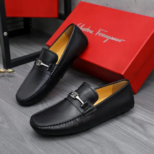 Replica Salvatore Ferragamo Leather Shoes For Men #1434060 $76.00 USD for Wholesale