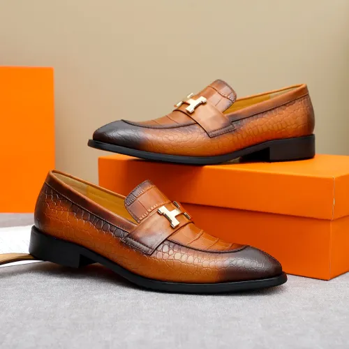 Replica Hermes Leather Shoes For Men #1434144 $88.00 USD for Wholesale
