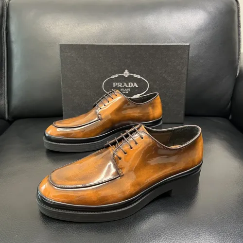 Wholesale Prada Leather Shoes For Men #1434747 $150.00 USD, Wholesale Quality Replica Prada Leather Shoes