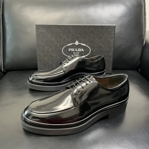 Wholesale Prada Leather Shoes For Men #1434749 $150.00 USD, Wholesale Quality Replica Prada Leather Shoes