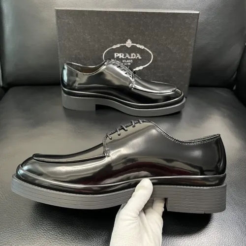 Replica Prada Leather Shoes For Men #1434749 $150.00 USD for Wholesale