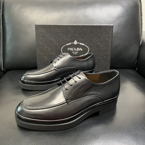 Wholesale Prada Leather Shoes For Men #1434750 $150.00 USD, Wholesale Quality Replica Prada Leather Shoes