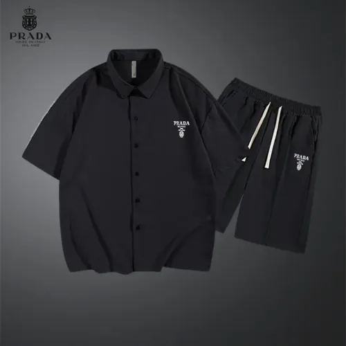 Wholesale Prada Tracksuits Short Sleeved For Men #1437551 $48.00 USD, Wholesale Quality Replica Prada Tracksuits
