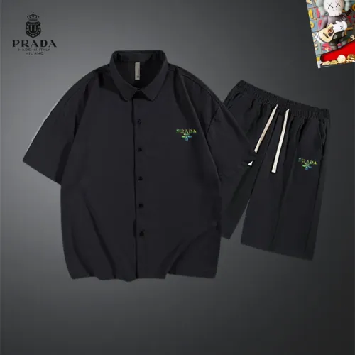 Wholesale Prada Tracksuits Short Sleeved For Men #1437584 $48.00 USD, Wholesale Quality Replica Prada Tracksuits