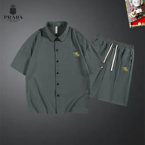 Wholesale Prada Tracksuits Short Sleeved For Men #1437604 $48.00 USD, Wholesale Quality Replica Prada Tracksuits