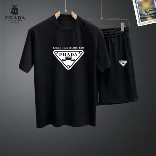 Wholesale Prada Tracksuits Short Sleeved For Men #1437675 $48.00 USD, Wholesale Quality Replica Prada Tracksuits