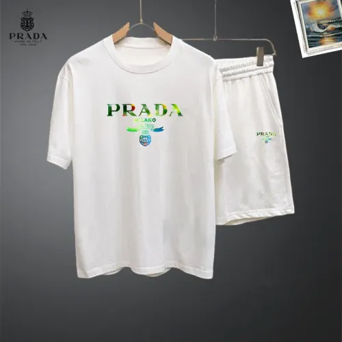 Wholesale Prada Tracksuits Short Sleeved For Men #1437711 $48.00 USD, Wholesale Quality Replica Prada Tracksuits