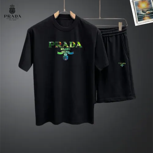 Wholesale Prada Tracksuits Short Sleeved For Men #1437712 $48.00 USD, Wholesale Quality Replica Prada Tracksuits