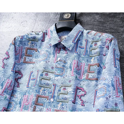 Replica Hermes Shirts Long Sleeved For Men #1438797 $40.00 USD for Wholesale