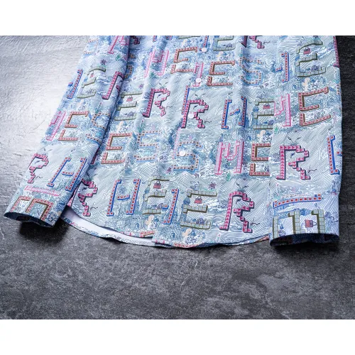 Replica Hermes Shirts Long Sleeved For Men #1438797 $40.00 USD for Wholesale