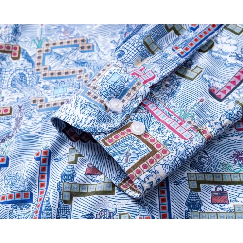 Replica Hermes Shirts Long Sleeved For Men #1438797 $40.00 USD for Wholesale