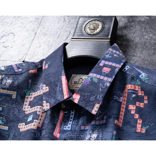 Replica Hermes Shirts Long Sleeved For Men #1438798 $40.00 USD for Wholesale