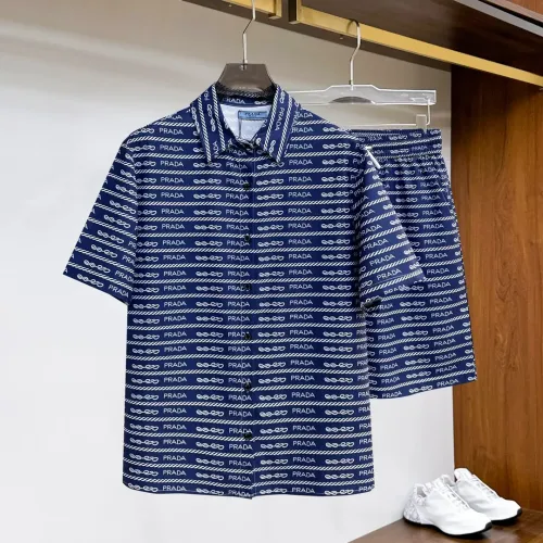 Wholesale Prada Tracksuits Short Sleeved For Men #1439232 $76.00 USD, Wholesale Quality Replica Prada Tracksuits