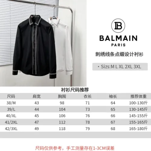 Replica Balmain Shirts Long Sleeved For Men #1439435 $72.00 USD for Wholesale