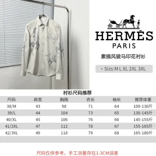 Replica Hermes Shirts Long Sleeved For Men #1439474 $64.00 USD for Wholesale