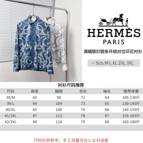 Replica Hermes Shirts Long Sleeved For Men #1439477 $64.00 USD for Wholesale