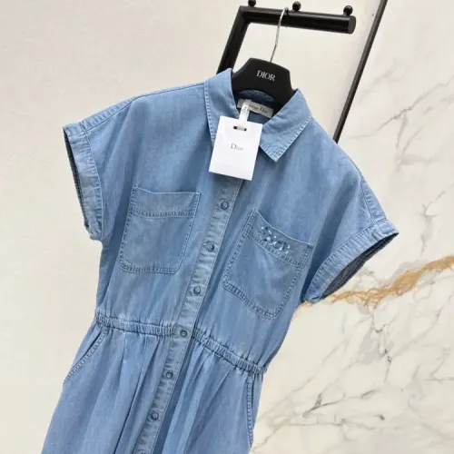 Replica Christian Dior Dresses Short Sleeved For Women #1439651 $132.00 USD for Wholesale
