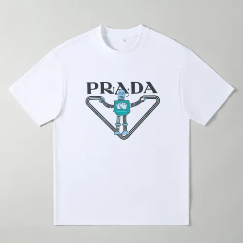 Wholesale Prada Oversize T-Shirts Short Sleeved For Men #1439912 $25.00 USD, Wholesale Quality Replica Prada T-Shirts