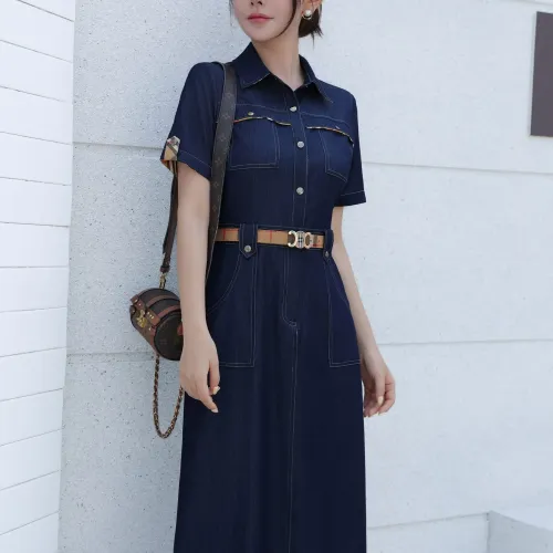 Replica Burberry Dresses Short Sleeved For Women #1440061 $85.00 USD for Wholesale