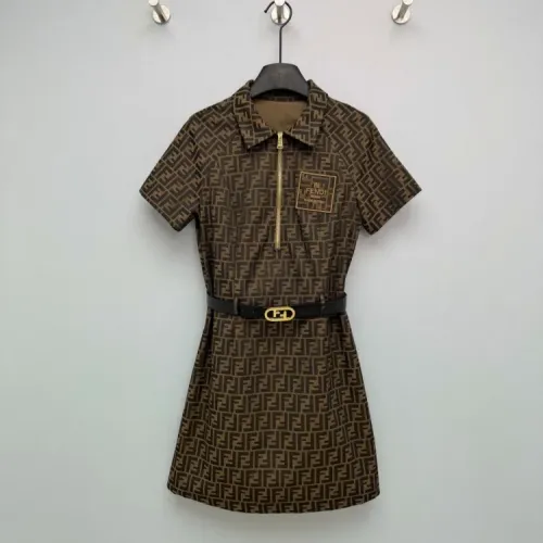 Wholesale Fendi Dresses Short Sleeved For Women #1440085 $125.00 USD, Wholesale Quality Replica Fendi Dresses