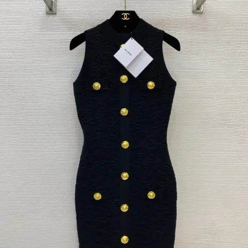 Wholesale Balmain Dresses Sleeveless For Women #1440088 $105.00 USD, Wholesale Quality Replica Balmain Dresses