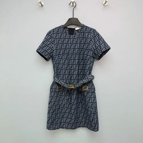 Wholesale Fendi Dresses Short Sleeved For Women #1440202 $130.00 USD, Wholesale Quality Replica Fendi Dresses