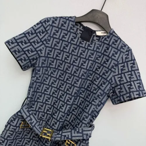 Replica Fendi Dresses Short Sleeved For Women #1440202 $130.00 USD for Wholesale