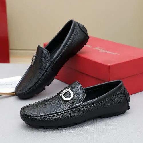 Replica Salvatore Ferragamo Leather Shoes For Men #1442977 $82.00 USD for Wholesale
