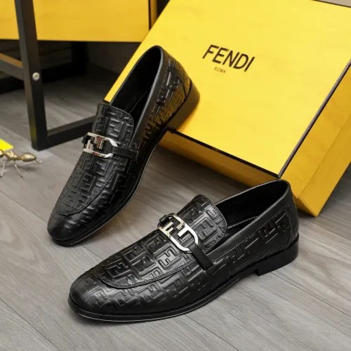 Wholesale Fendi Leather Shoes For Men #1443033 $122.00 USD, Wholesale Quality Replica Fendi Leather Shoes