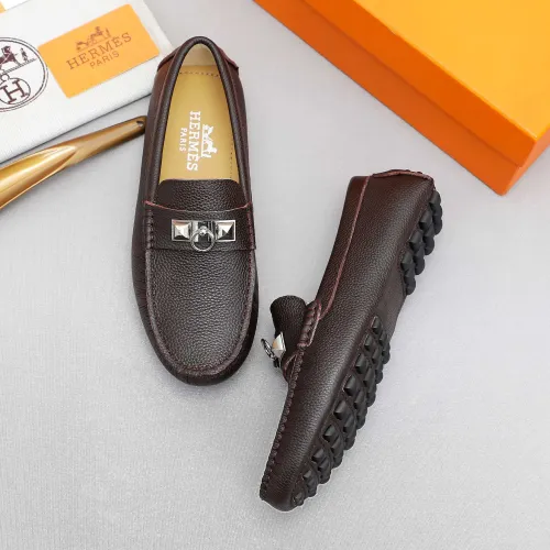 Replica Hermes Leather Shoes For Men #1443114 $80.00 USD for Wholesale