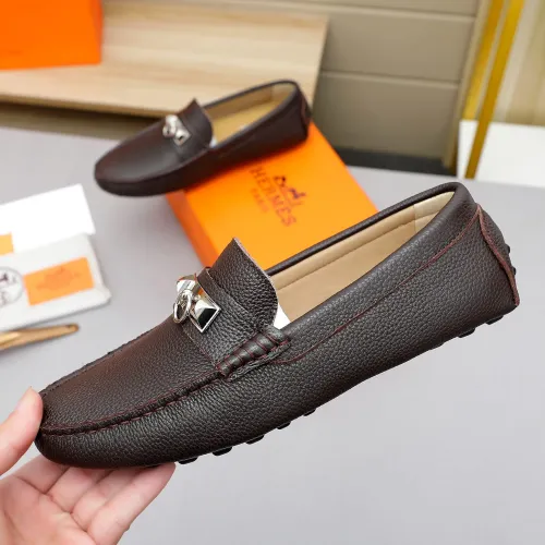Replica Hermes Leather Shoes For Men #1443114 $80.00 USD for Wholesale