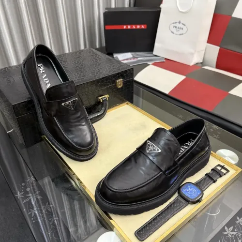 Wholesale Prada Leather Shoes For Men #1443339 $115.00 USD, Wholesale Quality Replica Prada Leather Shoes