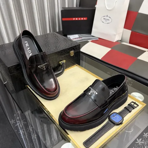 Wholesale Prada Leather Shoes For Men #1443341 $115.00 USD, Wholesale Quality Replica Prada Leather Shoes
