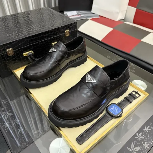 Wholesale Prada Leather Shoes For Men #1443342 $115.00 USD, Wholesale Quality Replica Prada Leather Shoes